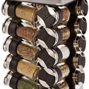 Brand new OLDE THOMPSON STAINLESS STEEL 20-JAR SPICE RACK never used